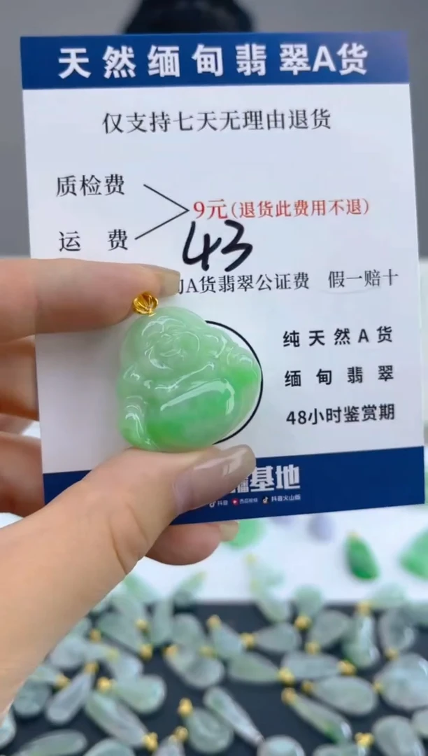颈饰18K金镶嵌翡翠天然A货翡翠  43