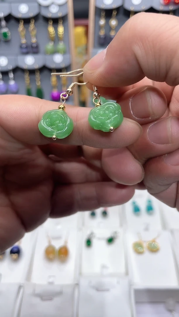 【闪购商品】玛瑙/玉髓耳坠14K金镶嵌时尚耳饰