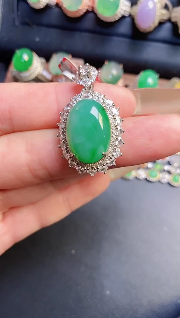 银S925镶嵌戒指翡翠天然