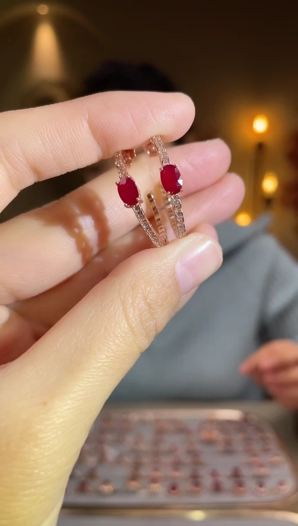 银S925镶嵌耳饰碧玺耳饰