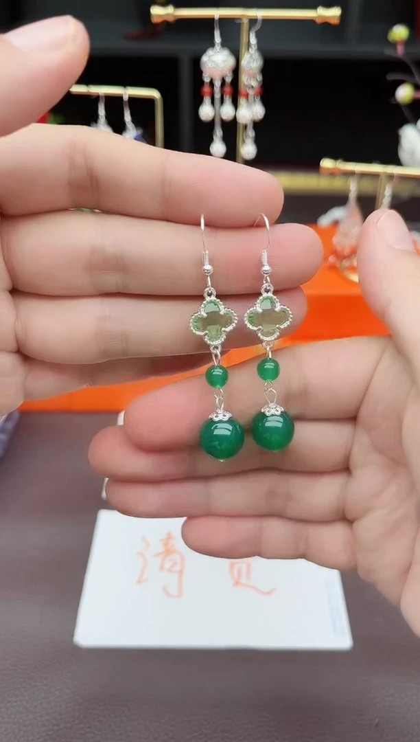 玛瑙/玉髓耳饰银S925镶嵌705000
