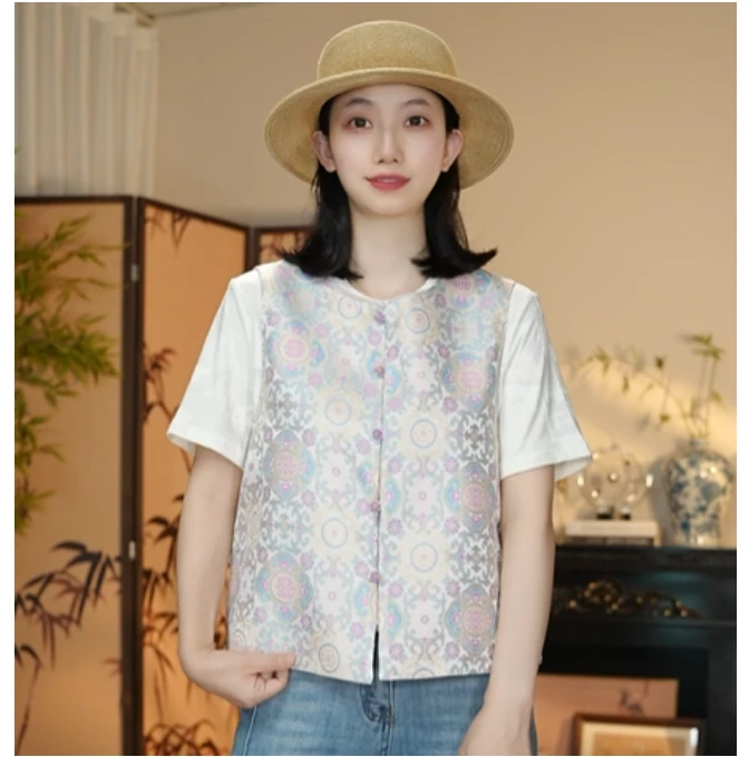 （步步生莲）织金宋锦 两面穿百搭马甲