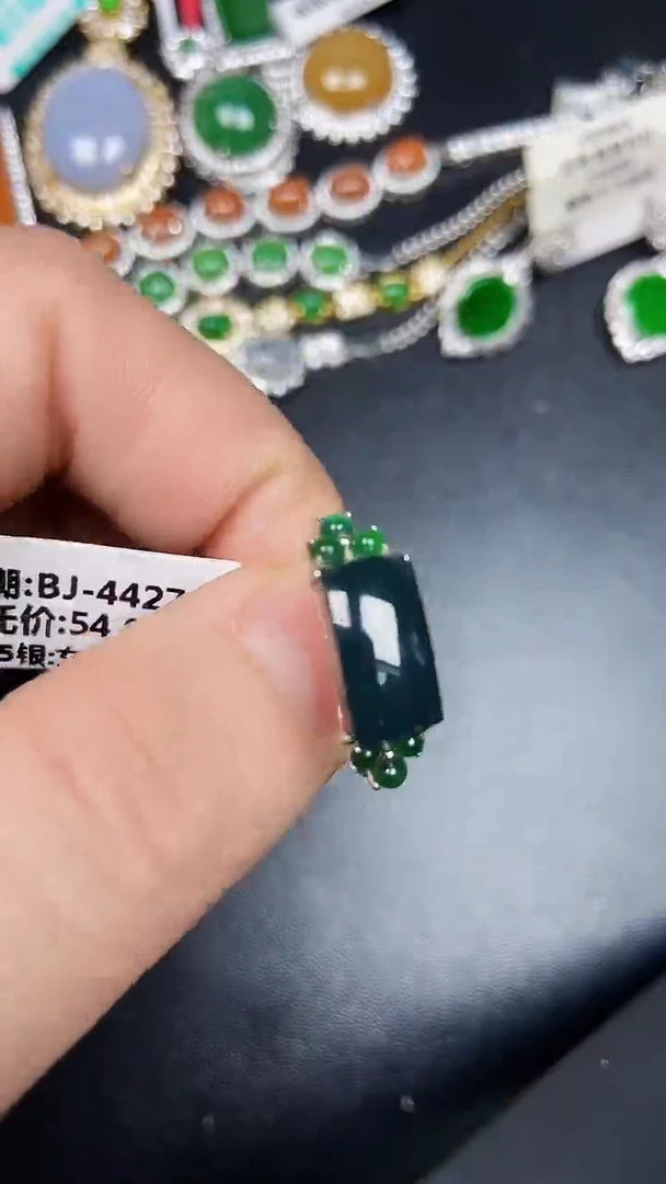 银S925镶嵌戒指翡翠3870