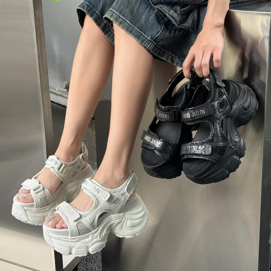 增高9CM2025夏季新款女鞋时尚百搭厚底小个子休闲凉拖鞋6836-6