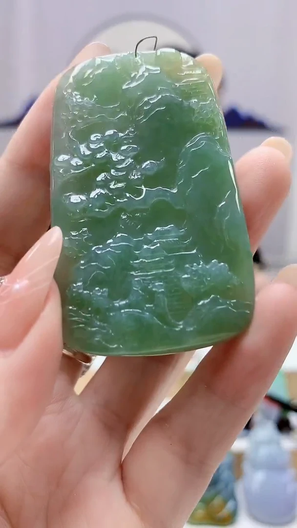 未镶嵌定制翡翠4852DD-毛货挂件山水15