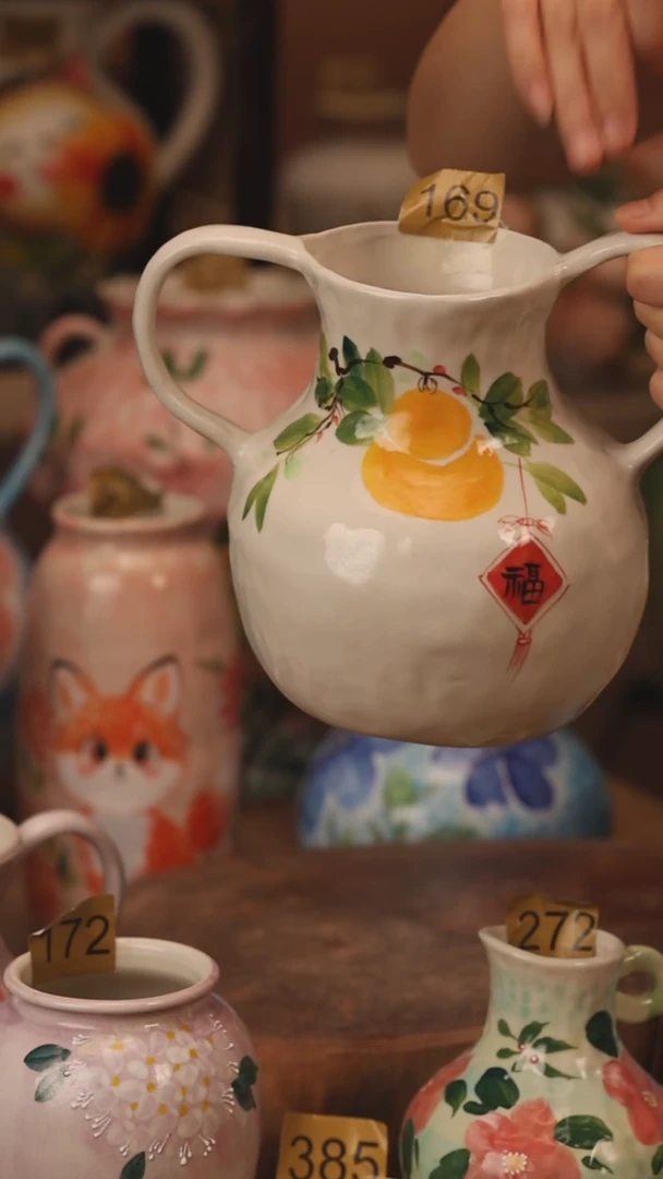 陶瓷169景德镇设计师手作花器摆件侘寂风