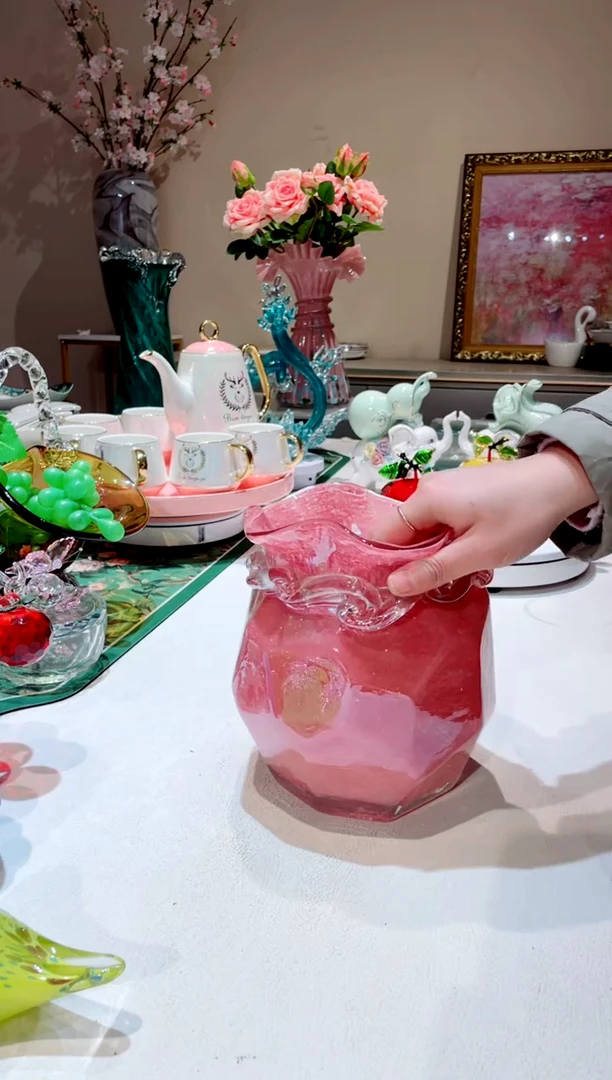 【闪购商品】琉璃手工艺品   玫红琉璃钱袋子微瑕