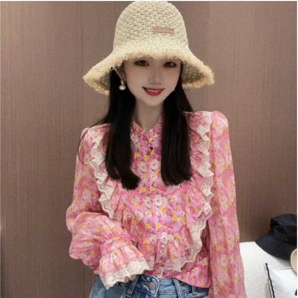 《CHUN》玫瑰花边桑蚕丝上衣