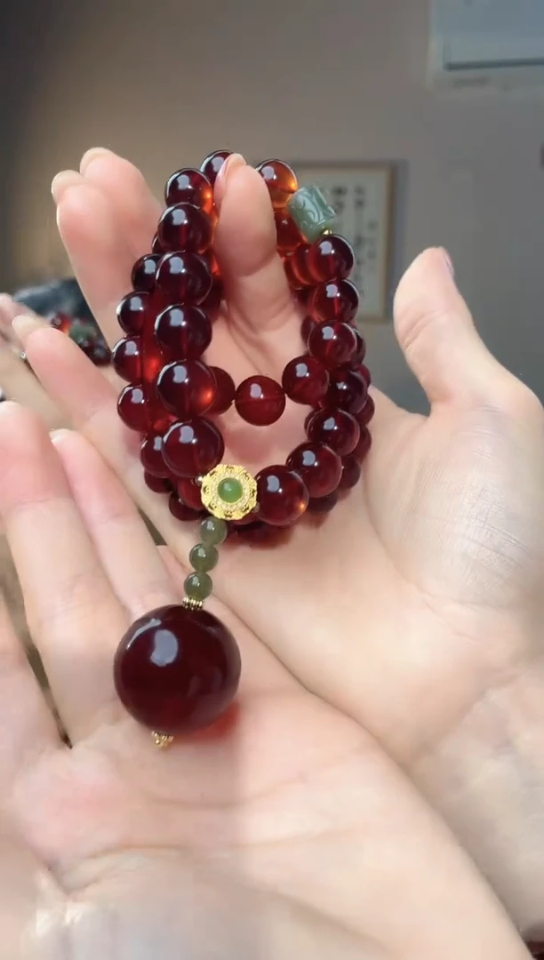 裸石琥珀未镶嵌27+  血珀塔链设计款长链