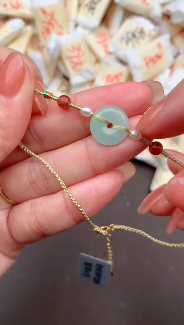 银S925镶嵌挂件翡翠脚绳