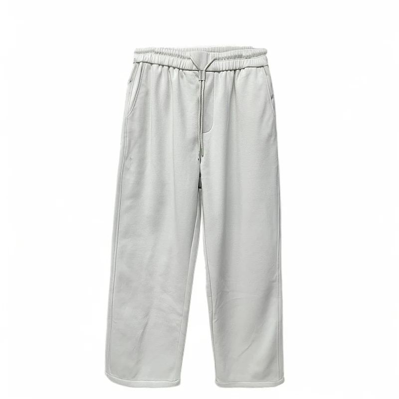 冬季新款时尚宽松百搭轻奢系绳直筒休闲裤男加绒长裤86650