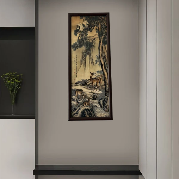 A29《九如图》80*32中式装饰画木框玄关书房茶室客厅挂画