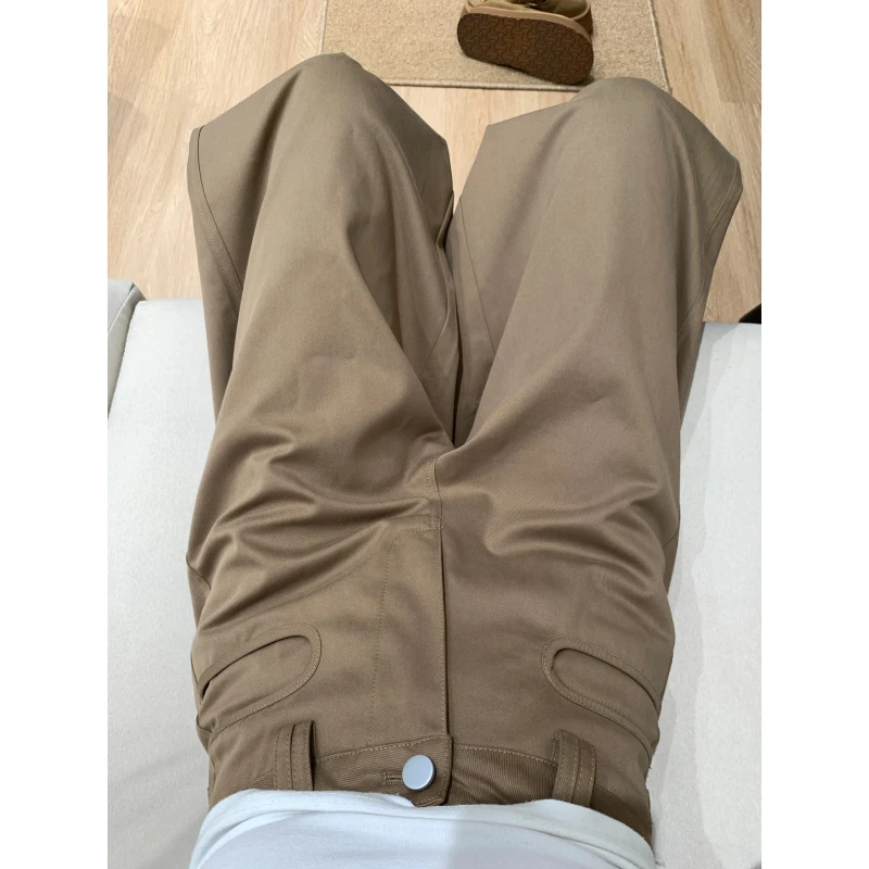 180高个子175加长卡其色阔腿西装裤女小众高腰宽松显瘦休闲拖地裤