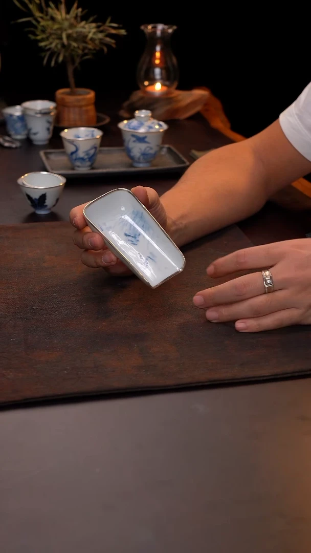 手绘鳜鱼茶则包银口