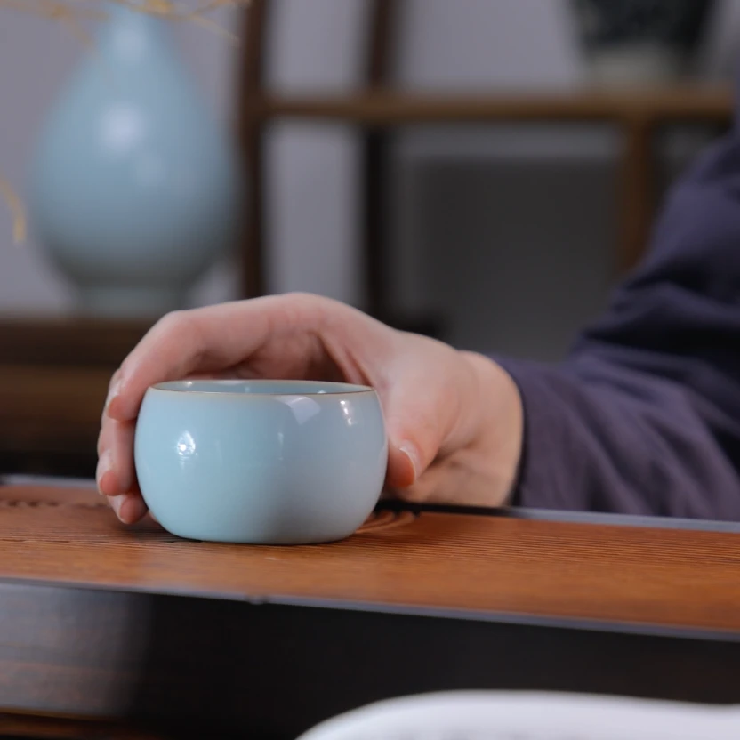 廷怀窑 李廷怀汝窑支钉烧茶杯 陶瓷品茗杯主人杯