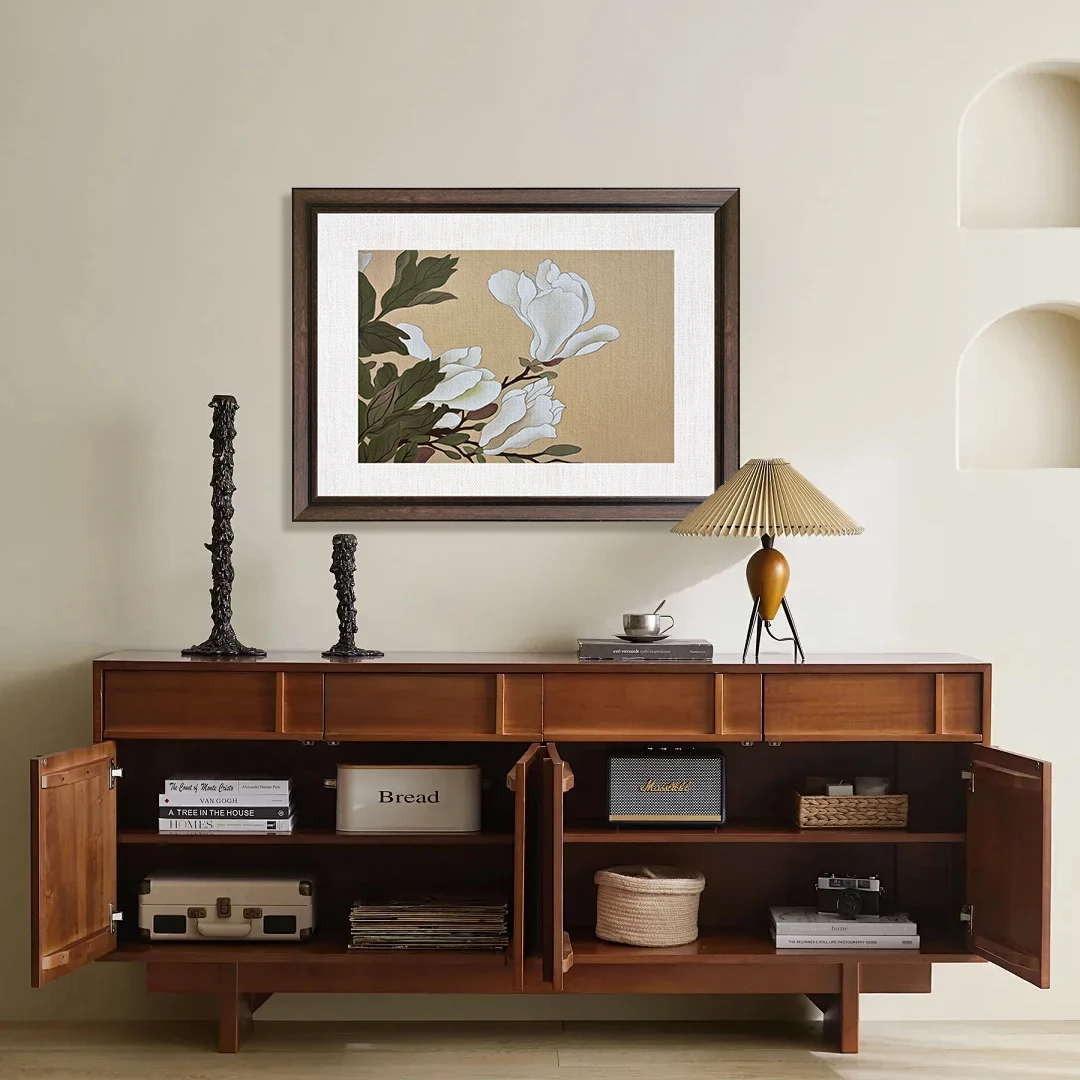 纯手工实木油画复古中古风客厅装饰画卧室玄关沙发背景墙美式挂画