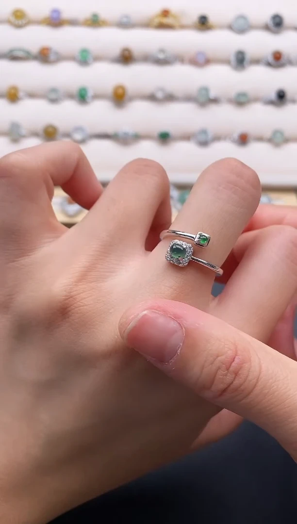 银S925镶嵌戒指翡翠11111111+4