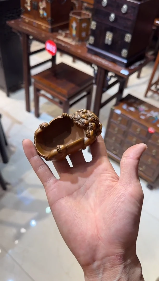 木木头款黄杨福狮茶则98