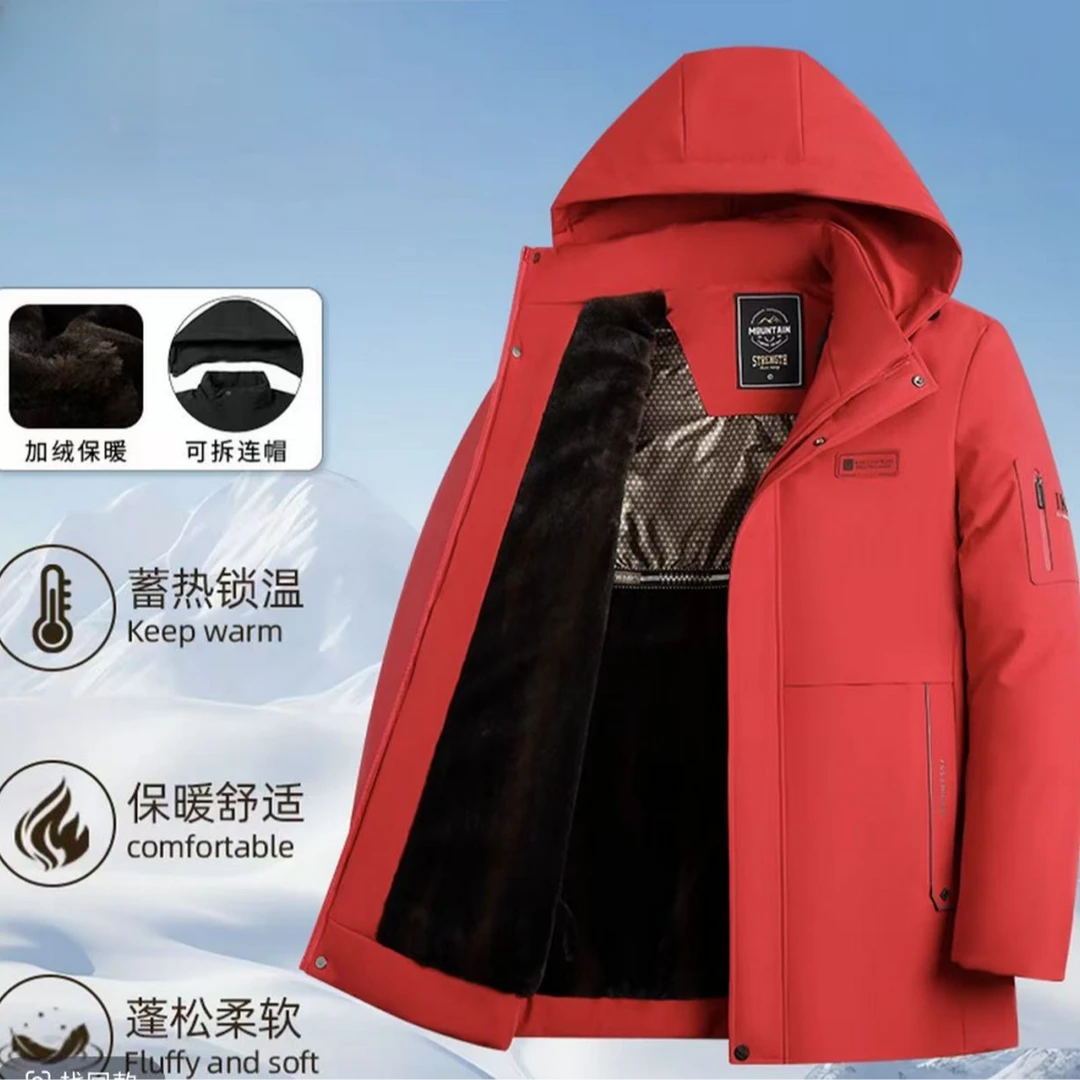 【加绒加厚棉服】男士秋冬蓄热锁温保暖舒适柔软连帽外套中老年棉衣