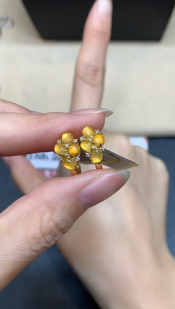 18K金镶嵌翡翠耳饰【无鉴赏期】随形【无服务费