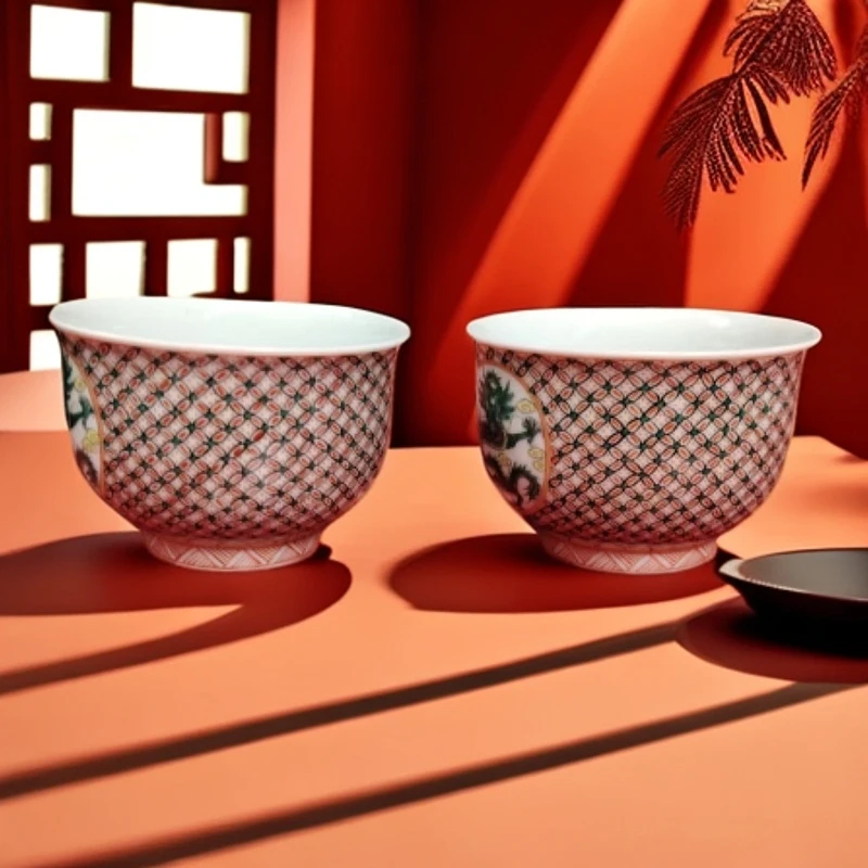 AS123 清 粉彩对杯