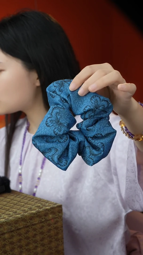 刺绣桑蚕丝大肠圈发圈