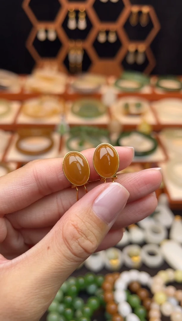 银S925镶嵌和田玉耳饰福利