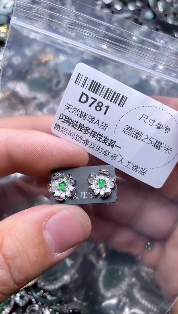 【闪购商品】翡翠颈饰未镶嵌D781耳钉