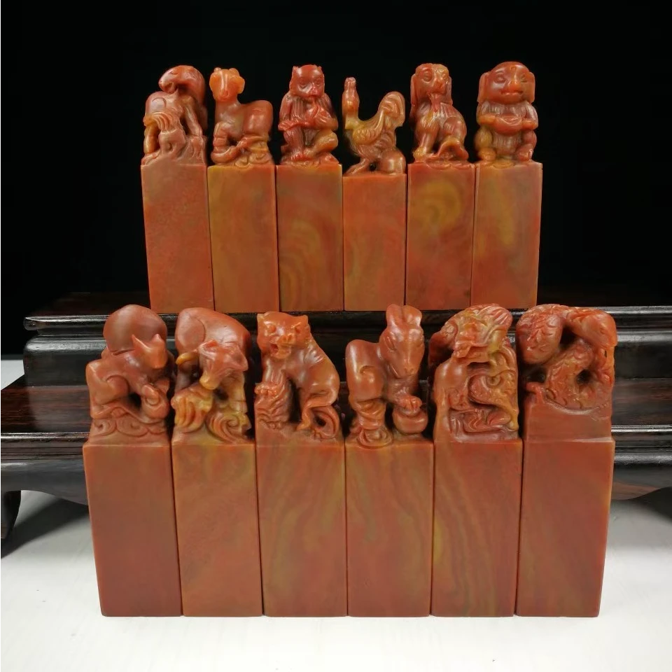 精品篆刻 单枚寿山石12生肖2CM/2.5CM方章手工定制姓名章闲章压角