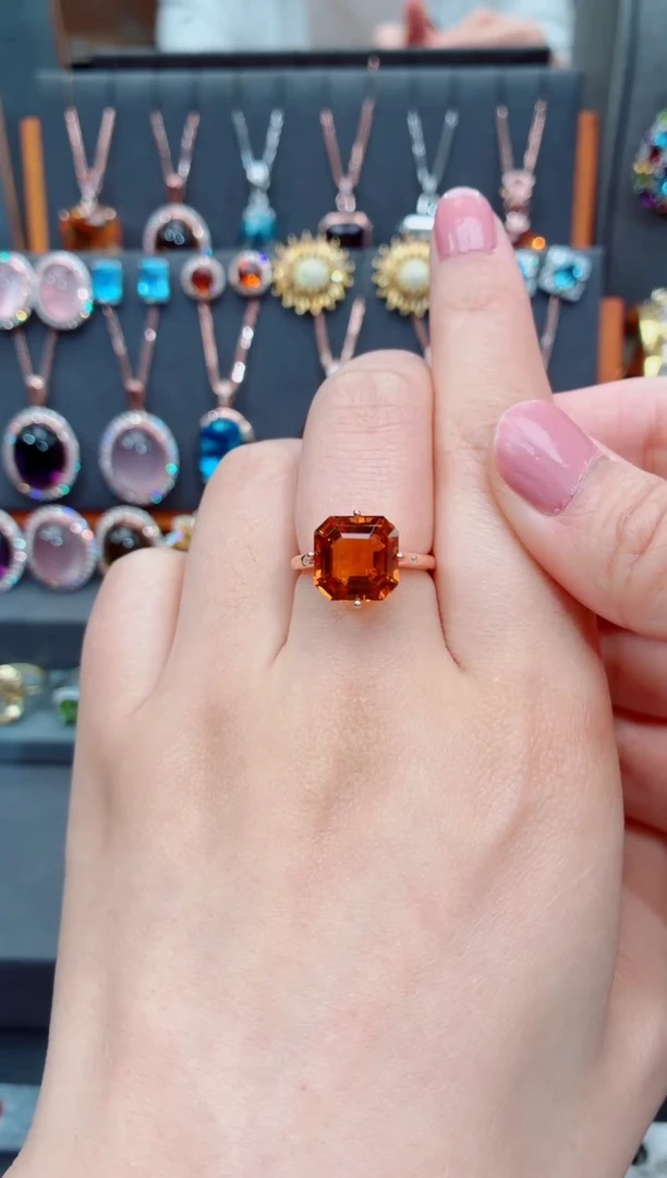 银S925镶嵌戒指黄晶黄晶吊坠