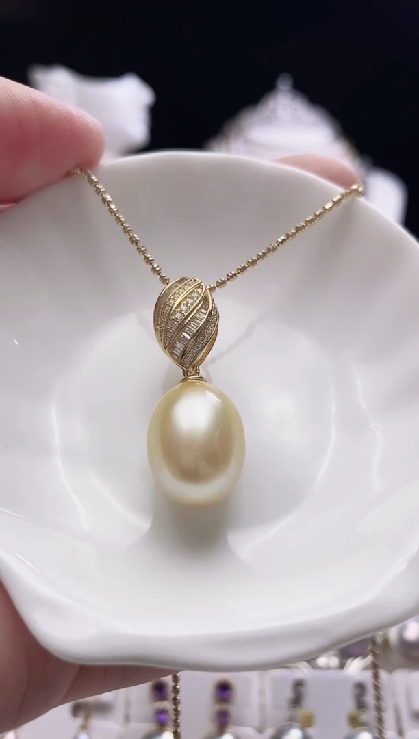 银S925镶嵌颈饰海水珍珠海水金珠吊坠