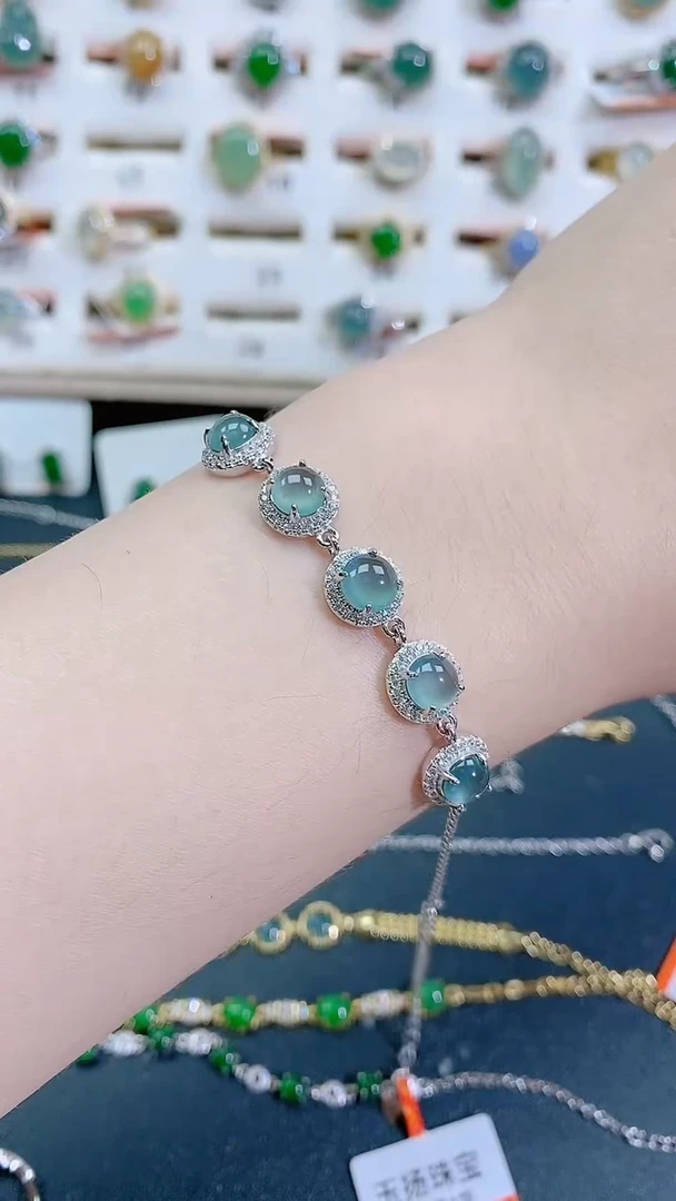 银S925镶嵌手链翡翠天然翡翠