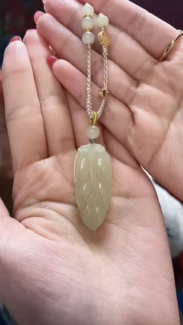 【闪购商品】和田玉挂件未镶嵌金枝玉叶吊坠尺寸约38mm