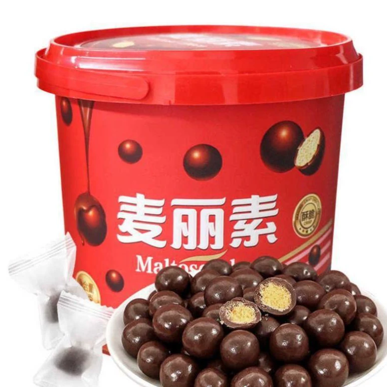 网红麦丽素桶装巧克力豆糖果小零食网红休闲散装小包装夹心糖