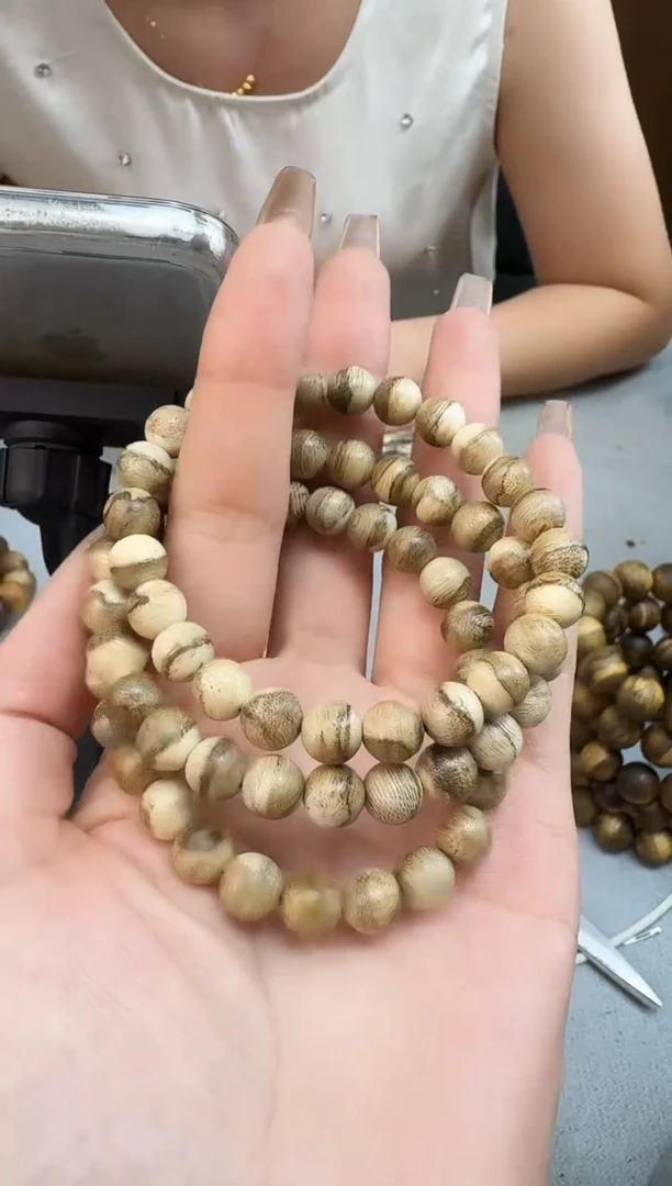 沉香手串08海南树心格圆珠单圈多样性发一