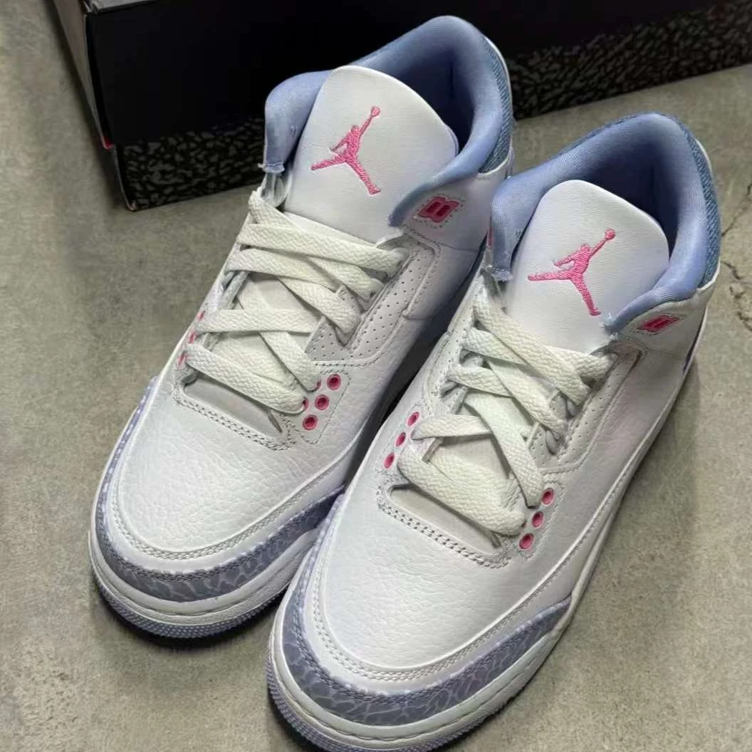 NIKE/耐克Air Jordan 3 AJ3白蓝青少年复古低帮篮球鞋 HQ0784-101