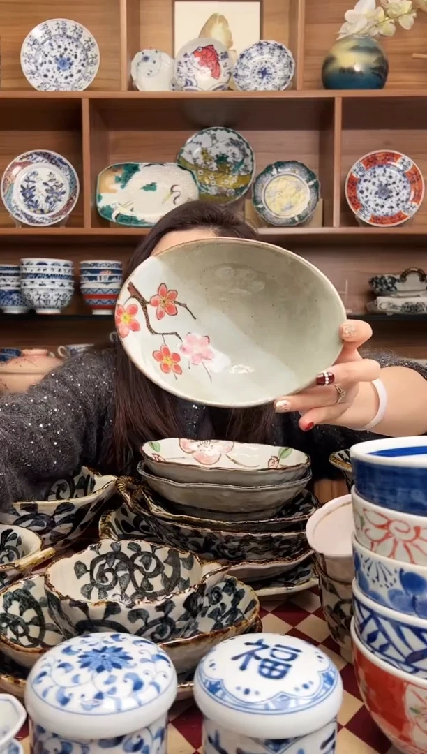 【闪购商品】瓷片化粧梅 楕円小鉢