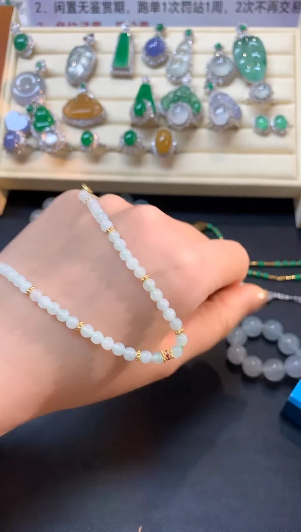 银S925镶嵌手串翡翠手串|55+25