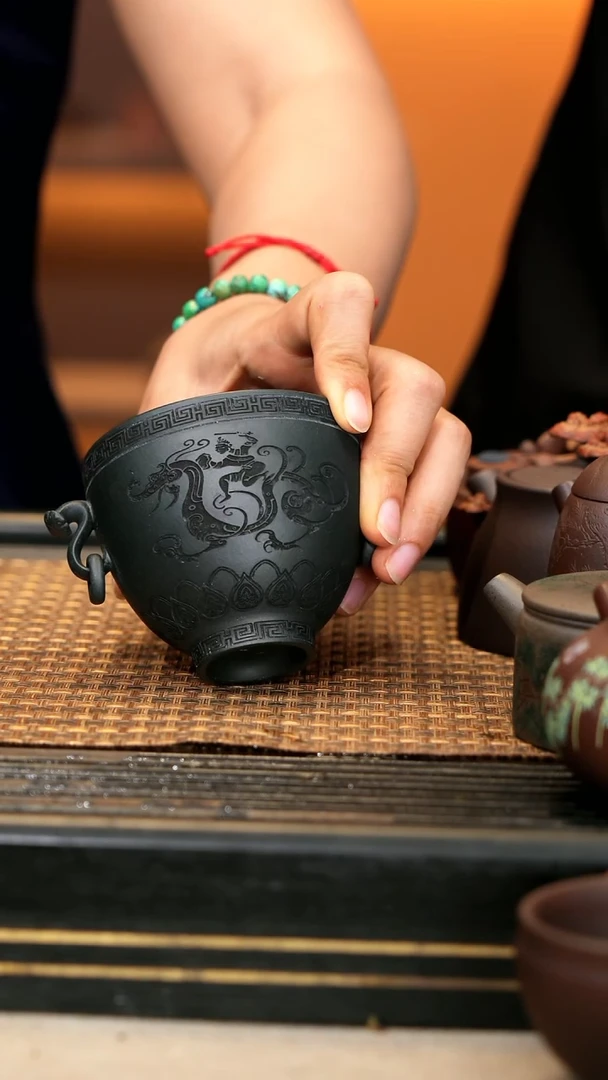 茶壶紫砂XS13《双耳杯》黑料