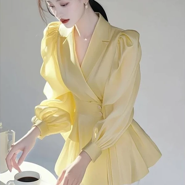 法式高级感气质黑色衬衫女2025年春季新款洋气百搭收腰长袖上衣潮