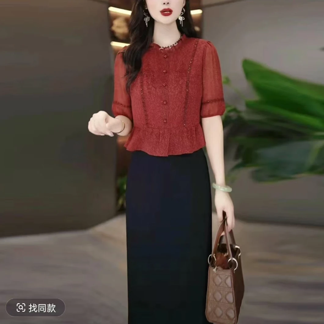 贵夫人连衣裙气质中年妇女夏装新款40岁50中老年妈妈高端洋气裙子