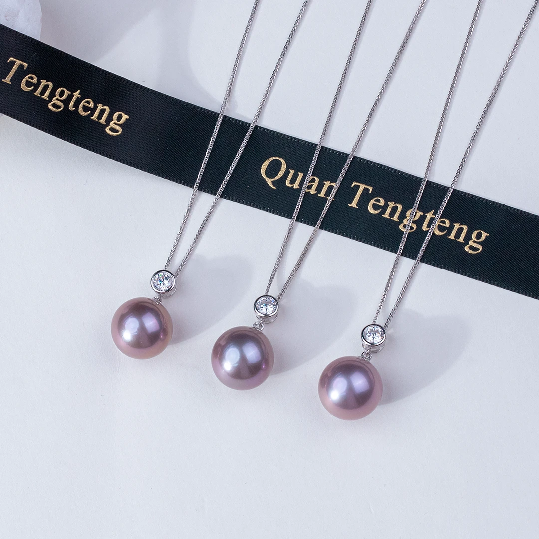 【泉腾腾】淡水珍珠S925银紫珠吊坠-万能肖邦链 14-15mm 时尚百搭