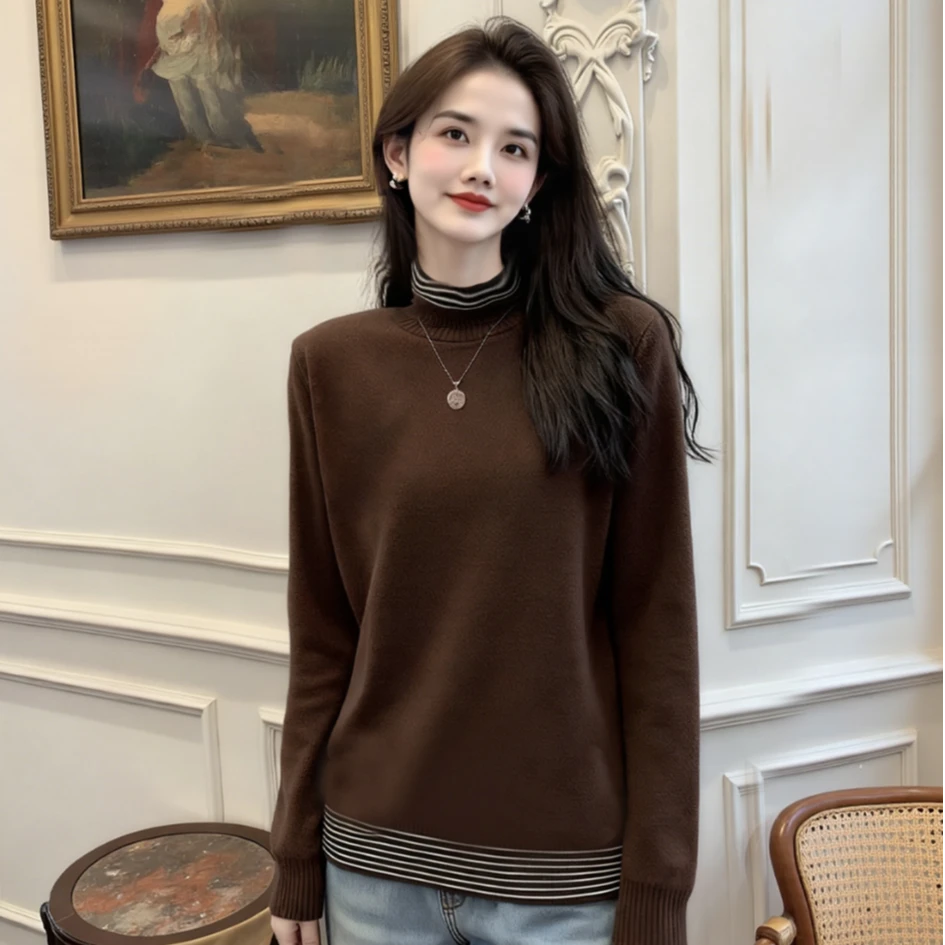 【酸甜话梅】小高领设计感正肩卫衣绒衫打底单穿卫衣宽松长袖时尚