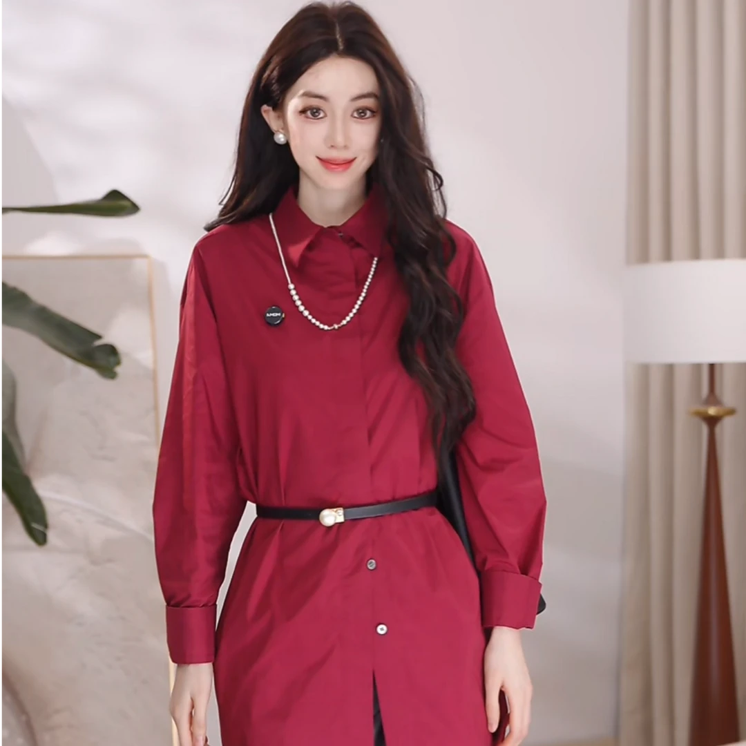 AMASS/阿玛施25新款长袖质感休闲设计感衬衫裙5301110-1125925