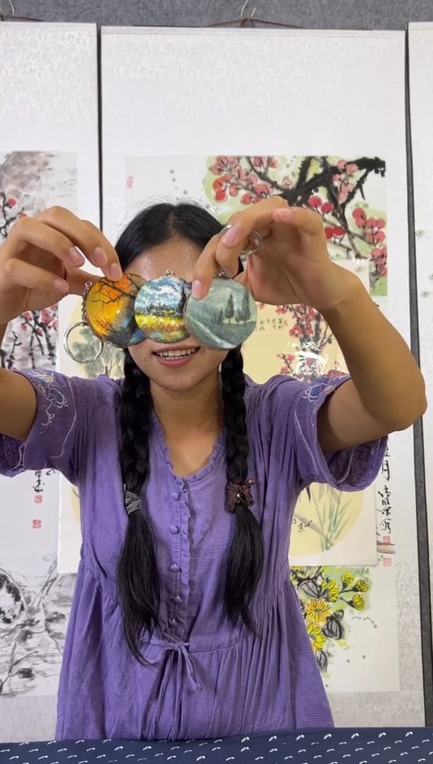 丙烯画纯手绘小木盘