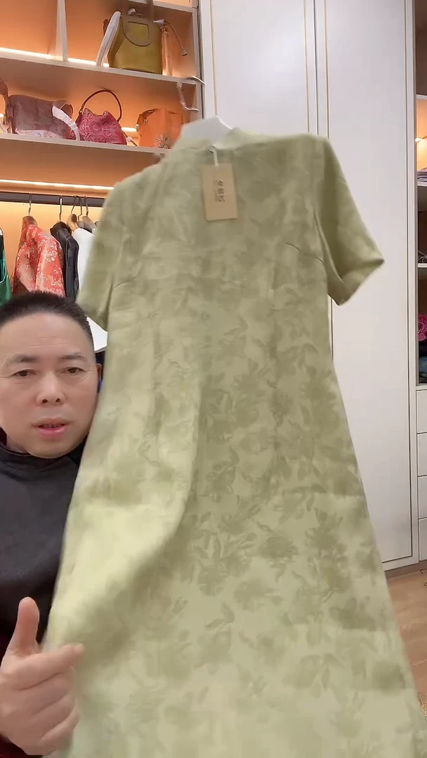 【默认微瑕】浅绿夏款改良旗袍2XL偏小 等于XL