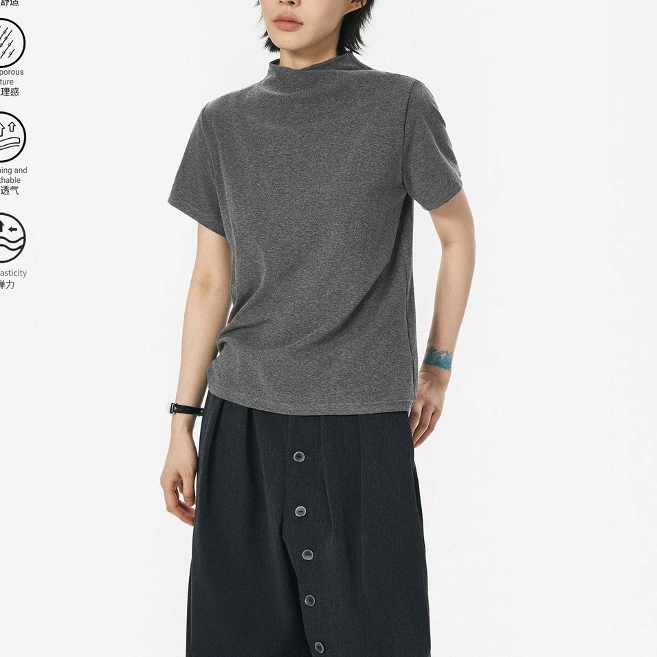 散养文化「烟灰」短袖T恤夏季透气舒适针织清爽上衣