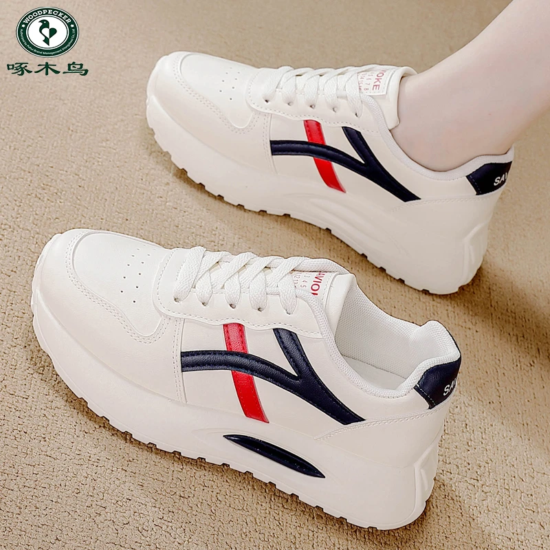 啄木鸟踩屎感爆款厚底阿甘鞋女2025新款秋季小白鞋运动跑鞋潮鞋子