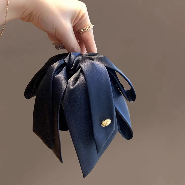 韩版简约INS黑色蝴蝶结马尾抓夹金标发夹女款2025新款网红爆款