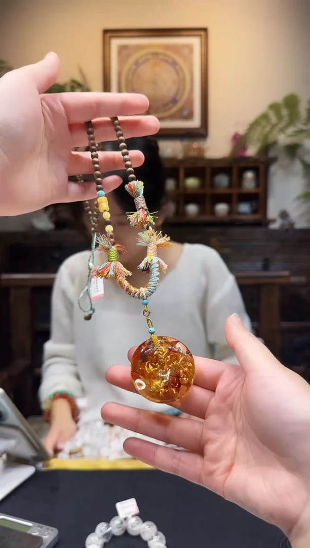 琥珀（花珀）颈饰未镶嵌项链